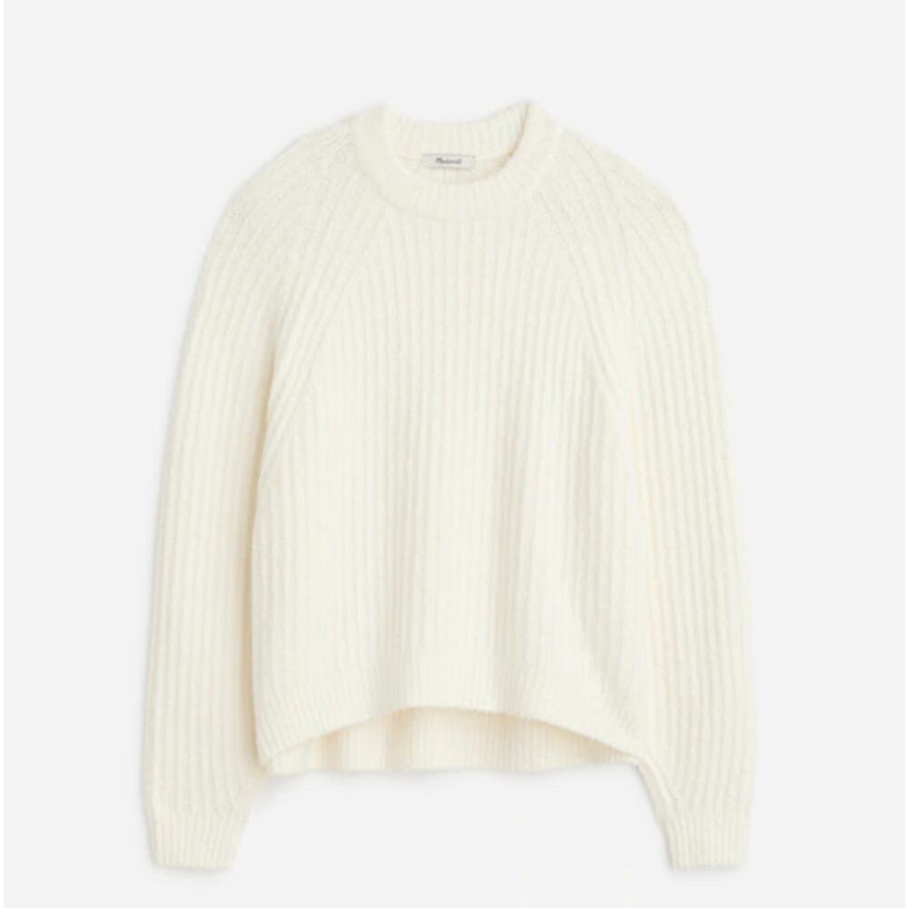 NWT Madewell Ribbed Cotton-Blend Sweater In Winter White Size XS - Picture 1 of 6